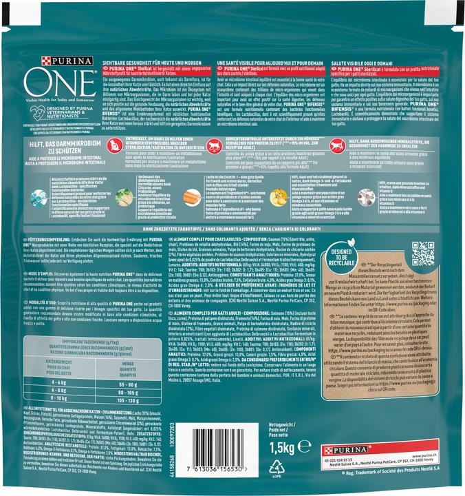 Valeurs nutritives et ingrédients Purina ONE Sterilcat (Adulte, 1 pcs, 1530 g)