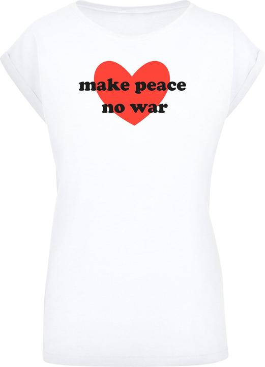 Merchcode Ladies Peace - Red Heart White Extended Shoulder Tee - 161435