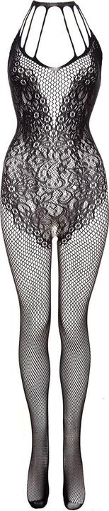 Image du produit Christine Le Duc Combinaison résille ouverte à l'entrejambe avec dentelle fleurie - Noir (Taille unique)