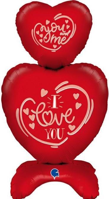 Actual product image Amscan XL I Love you - you and me heart balloon (self-inflating with air)
