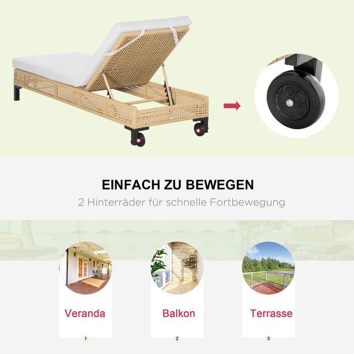 Actual product image Swisshandel24 Garden furniture sun lounger garden lounger with cushion 3-stage adjustable rattan lounger steel (200 cm)