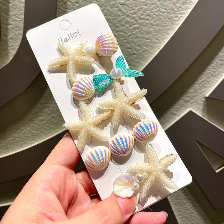 Activity Board Cute Candy Color Shell Mermaid Sugar Starfish Hair Clip Bangs Clip High-End Side Clip Hairpin