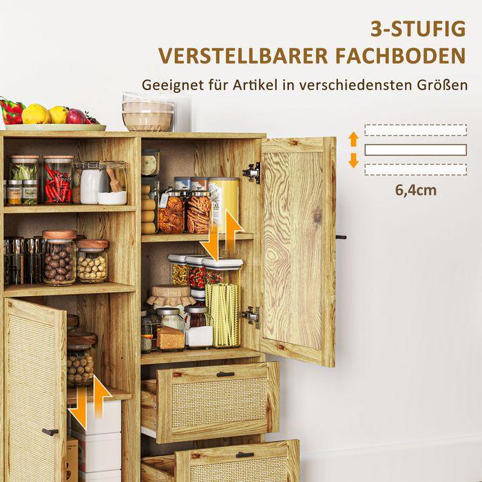 Produktbild Swisshandel24 Kommode, Aufbewahrungsschrank mit Rattan-Türen, Mehrzweckschrank mit Schubladen (80 x 40 x 120 cm)