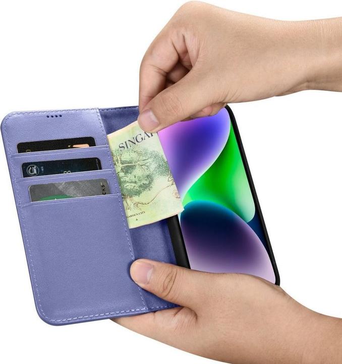 Actual product image iCarer Wallet Case 2 in1 Case iPhone 14 Leather Flip Covers AntiRFID Light Purple (WMI14220725-LP) (Apple iPhone 14)