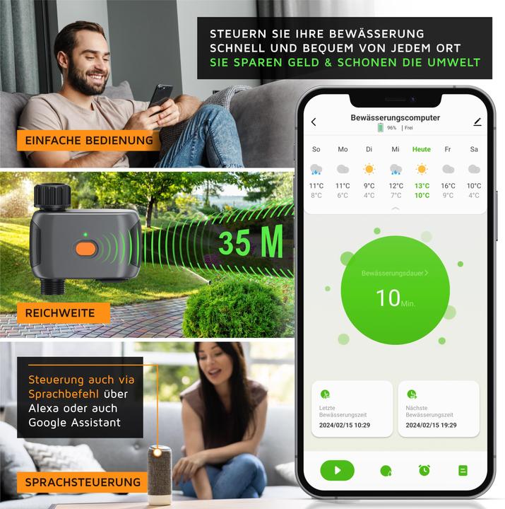 Produktbild Brandson Wifi Bewässerungssteuerung, WLAN Wasserzeitschaltuhr, Timer Bewässerungssystem, Bewässerungscomputer (Bewässerungscomputer)