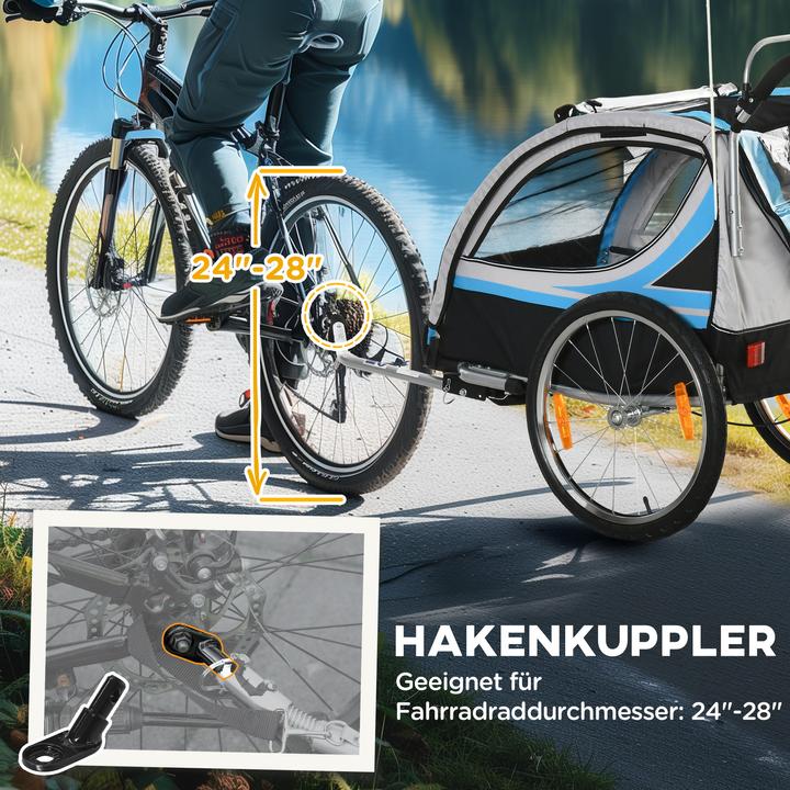 Immagine prodotto Homcom Rimorchio per bicicletta per bambini con borsa per riporre i bagagli