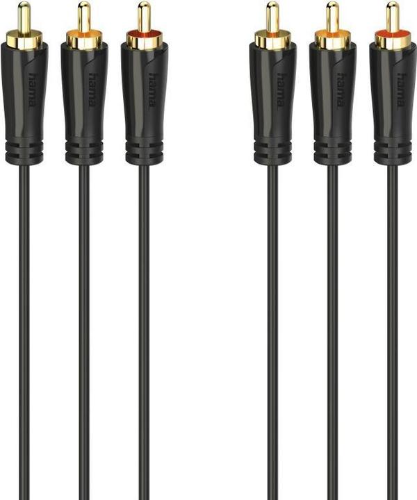 Actual product image Hama Audio/video cable, 3 RCA plug - 3 RCA plug, gold-plated, 3.0 m (3 m, Cinch)