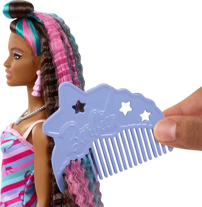 Produktbild Barbie Totally Hair Puppe (schwarze Haare) im Schmetterlings-Print Kleid