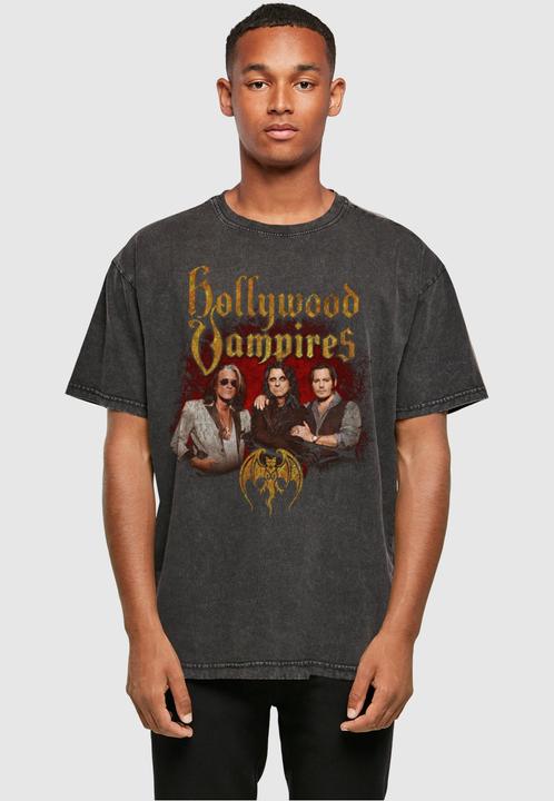 Actual product image Merchcode Hollywood Vampires - Group Photo Acid Washed Heavy Oversized Tee - 114377 (XL)