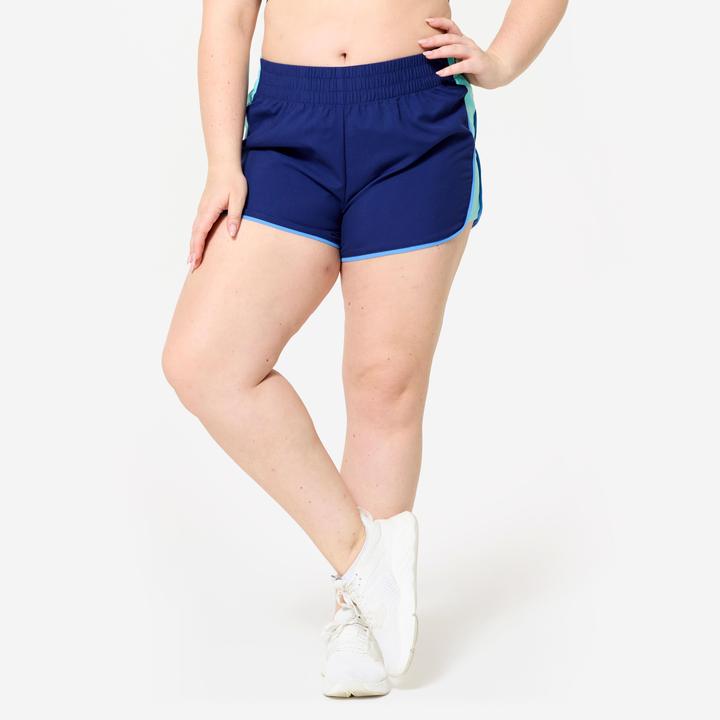 Image du produit Domyos short de fitness court et léger, imprimé bleu léopard bande bleu ciel (L)