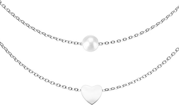 Star Piercing Kette silber Anhänger Perle und Herz (ohne Messing, Chirurgenstahl 316L)