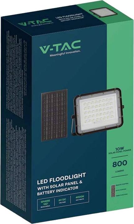 Image du produit V-TAC VT-80W 7824 Spot solaire blanc neutre noir (800 lm, IP65)