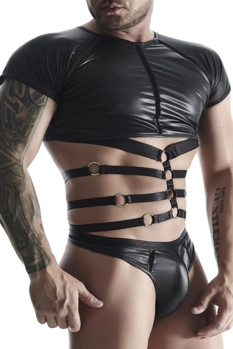 Produktbild Regnes Fetish Planet Wetlook Herren Riemchen-T-Shirt (XXL)