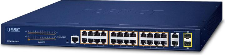 Actual product image Planet Web Smart Fast Ethernet PoE Switch 24-port RJ45 2-port SFP Half Powered Rack Mount 420W (24 Ports)