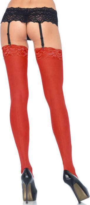 Leg Avenue Sheer Stockings With Backseam Red (One Size)