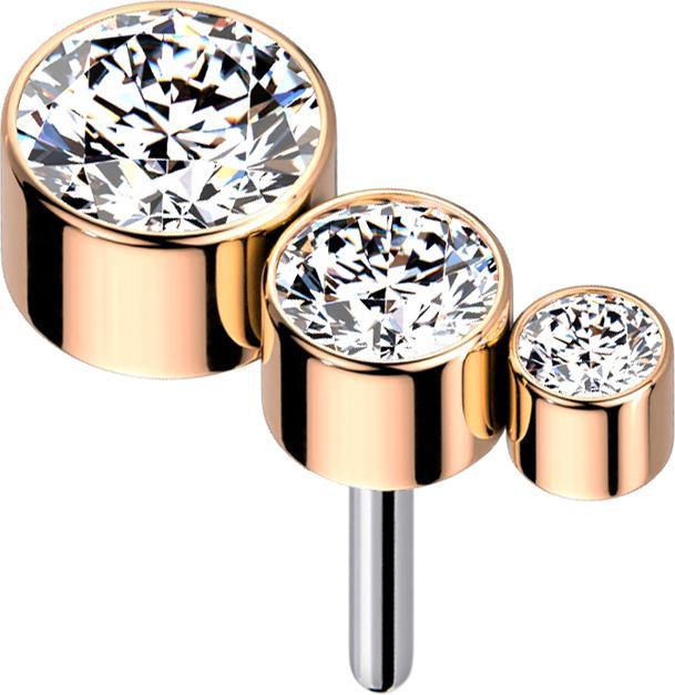 Produktbild Star Piercing Threadless rosegold absteigend drei Kristalle silber (Titan G23, ohne Messing)