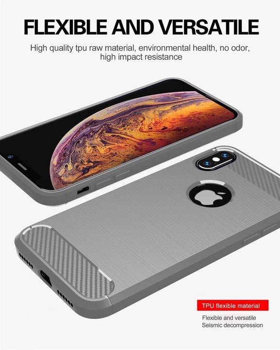 Produktbild Cadorabo TPU Ultra Slim carbon edelstahl Kombi Cover (Apple iPhone XS Max)