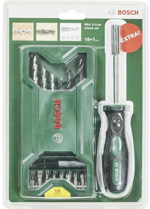 Image du produit Bosch Zubehör 15-pièces Mini-X-Line Mixed Set + visseuse manuelle (5-8 mm (foret à pierre))