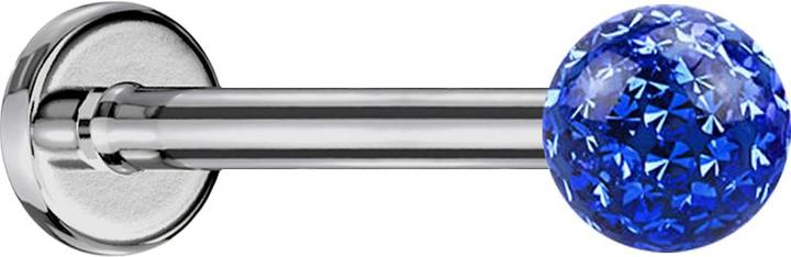 Produktbild Star Piercing Micro Labret silber mit Kristallkugel dunkelblau und Epoxy Schutzschicht (ohne Messing, Titan G23)
