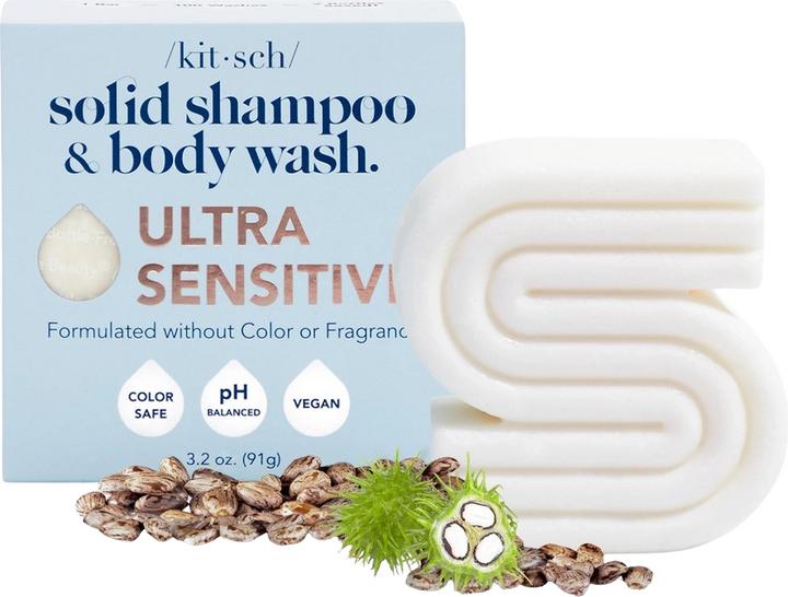 Actual product image Kitsch Shampoo- Und Körperwaschriegel Für Empfindliche Haut, Parfümfrei (Solid shampoo)