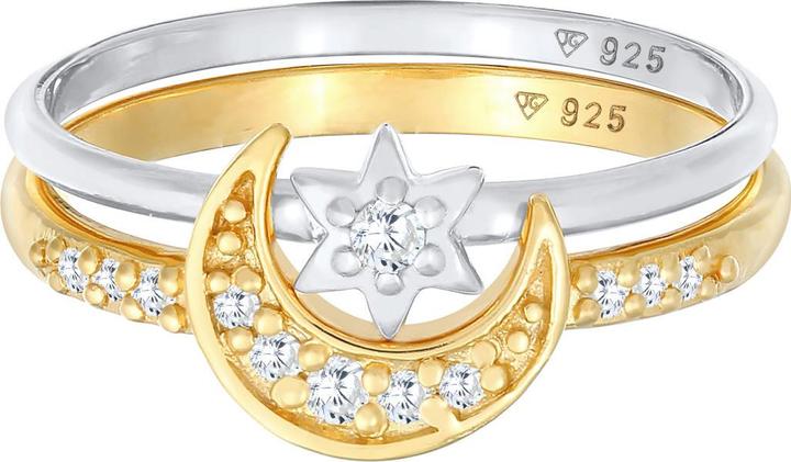 Actual product image Elli Astro, Crescent, Ring Set, Stars (52, 925 Silver)