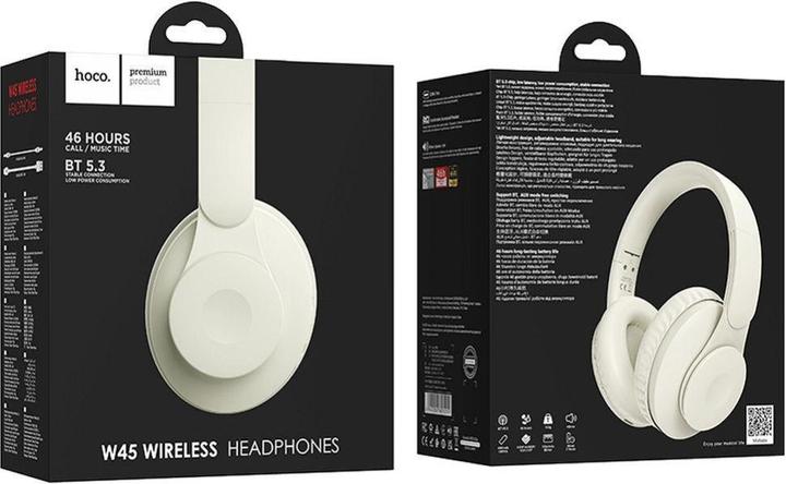 Actual product image Hoco Wireless headphones wireless headphones milky whitetooth W45 milky white (46 h, Wireless)