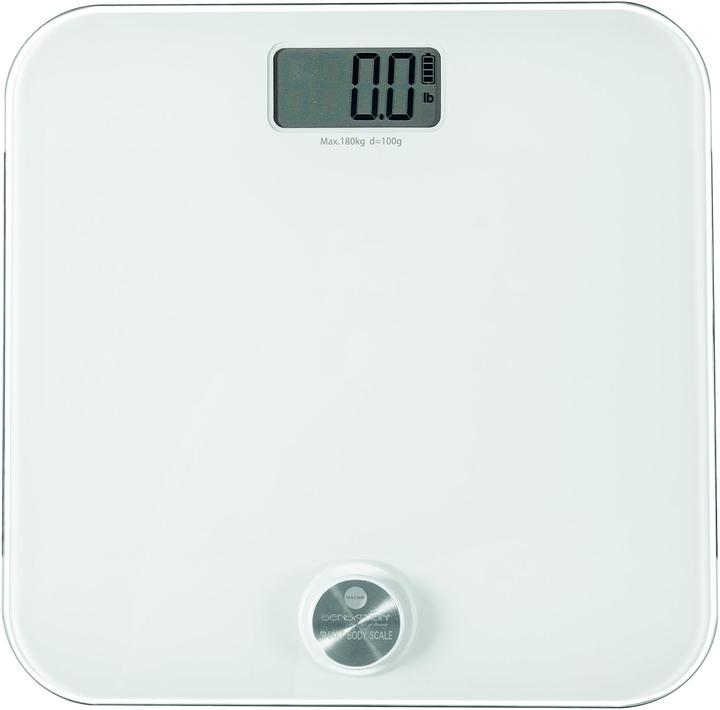 Macom Smart Body Scale Elektronische Personenwaage mit batterielosem Betrieb Square Bi (180 kg)