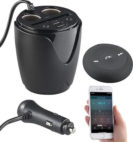 Auvisio Kfz-Lade-Verteiler mit FM-Transmitter, Freisprecher und MP3-Player