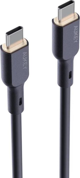 Actual product image Aukey USB-C Cable in Silicone, 100W, 1m - Black (1 m, USB 3.2 Gen 1, 100 W)
