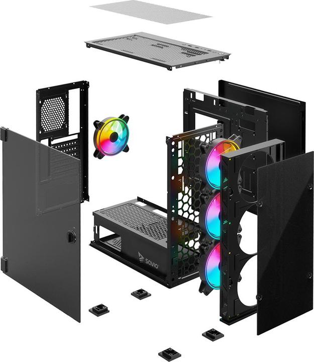 Actual product image Savio PC Case Prime X1 ARGB Glass Black (ATX, mATX, Mini-ITX)