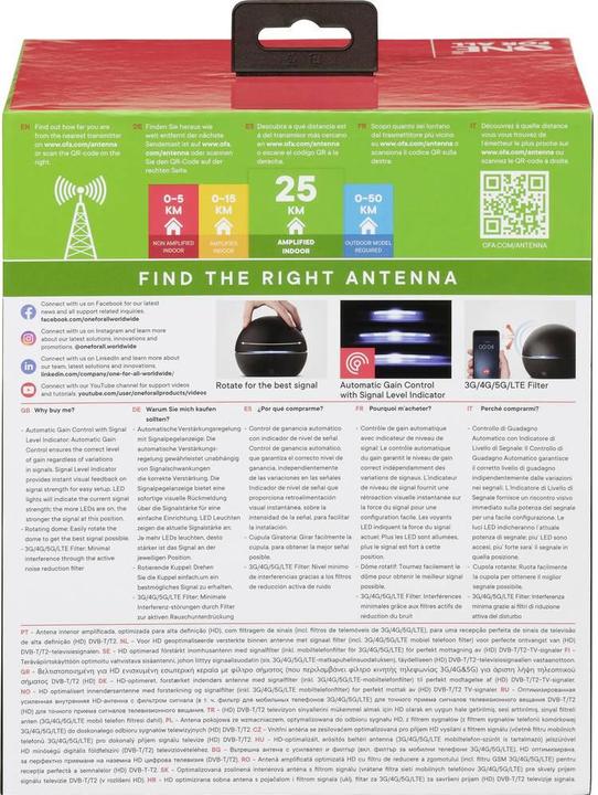 Actual product image One for All Amplified Indoor Design Antenna (Indoor antenna, DVB-T / -T2)