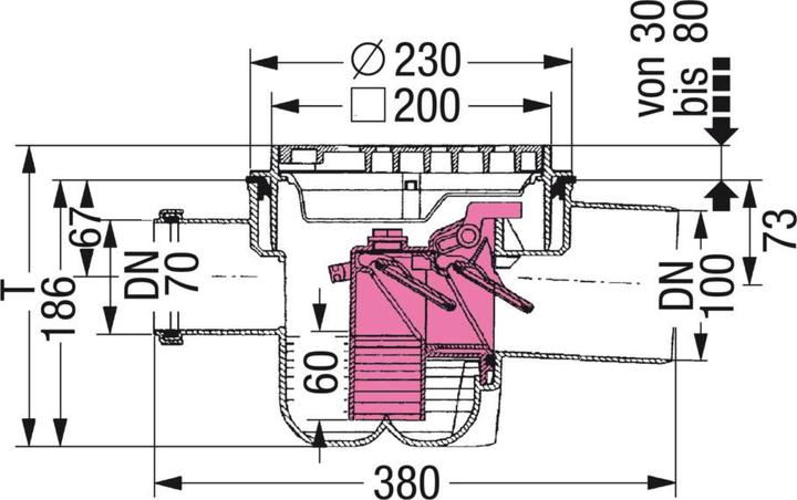 Image du produit Kessel Avaloir de cave Universal 27621 DN 100 avec siphon. Double clapet anti-retour avec. ED Grille
