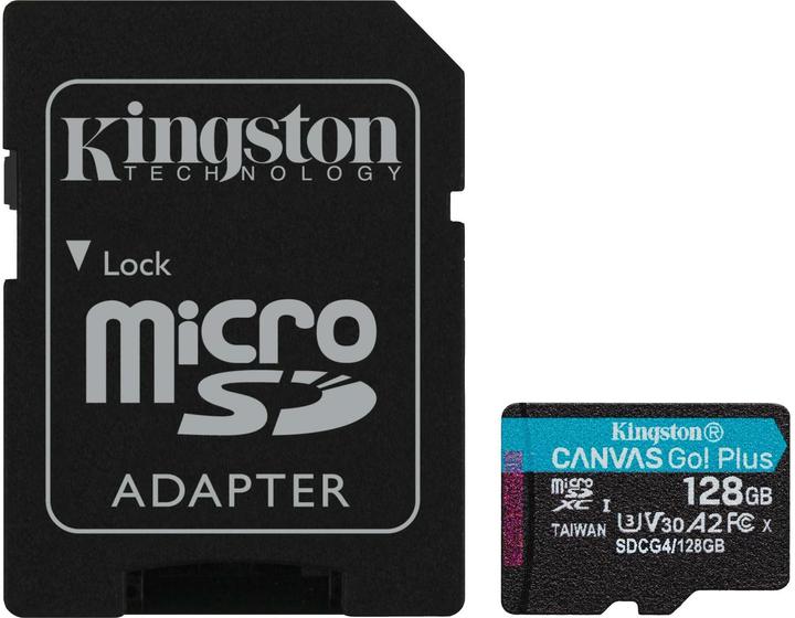 Produktbild Kingston Card Canvas Go Plus MicroSD +ADP 128GB (128 GB, microSDXC, U3, UHS-I)