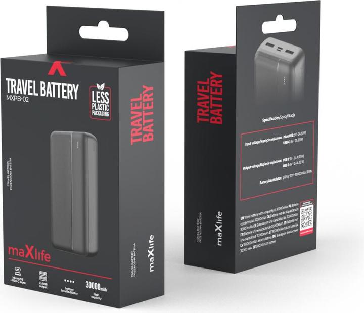 Actual product image Maxlife power bank MXPB-02 30000 mAh black (30000 mAh, 12 W)