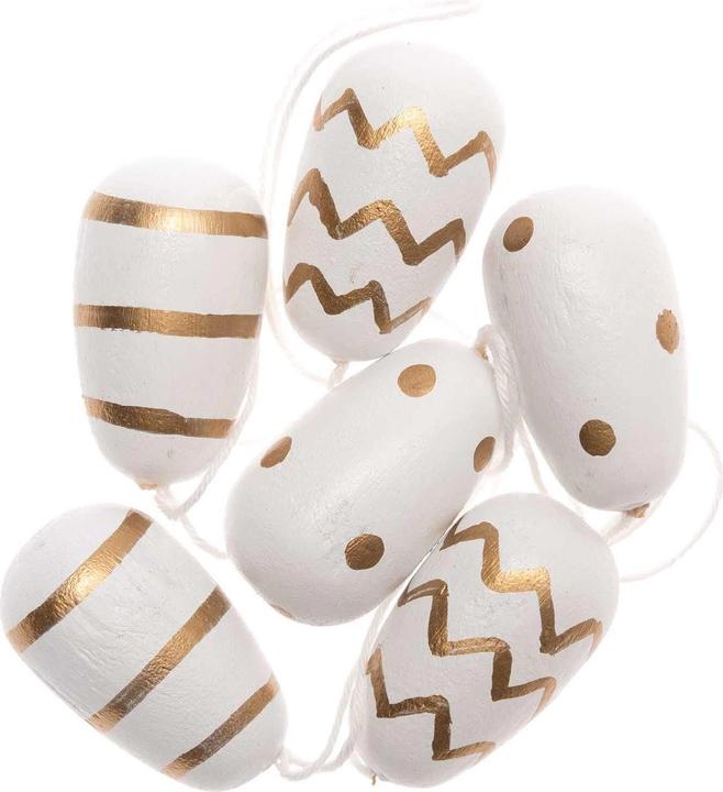 Rico Design Cintre OEuf de Pâques 6 pièces, Or/Blanc (6 x, 2 x 10,5 x 12,5 cm)