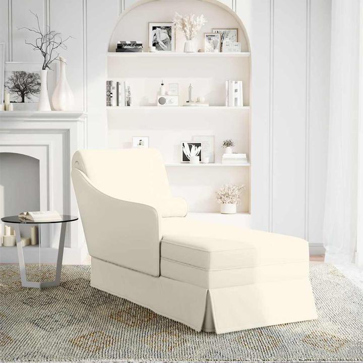 Produktbild VidaXL Chaiselongue mit Nackenrolle und Rechter Armlehne Creme Samt