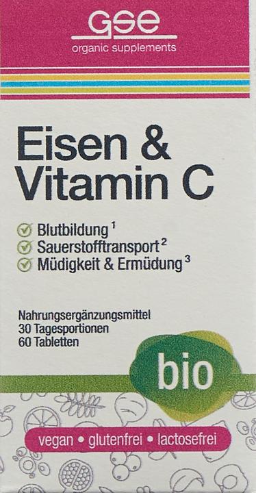 Actual product image GSE Iron + Vitamin C Complex Organic Tabl (60 Piece, Pills, 123 g)