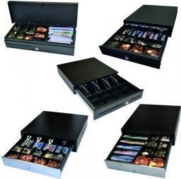 Actual product image APG Cash Drawer Flip Lid Cash Draw Blk Ss Front