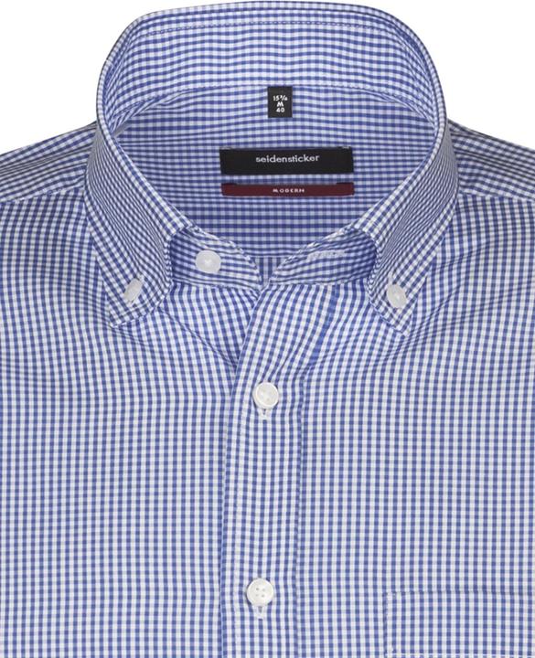 Actual product image Seidensticker Shirt Modern Fit BD non-iron checked blue/w (3XL)