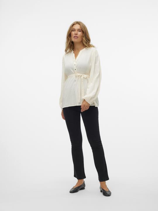 Produktbild Mamalicious Normal geschnitten Mandarin Kragen Ärmelbündchen mit Knopf Ballonärmel Top Bluse (S)