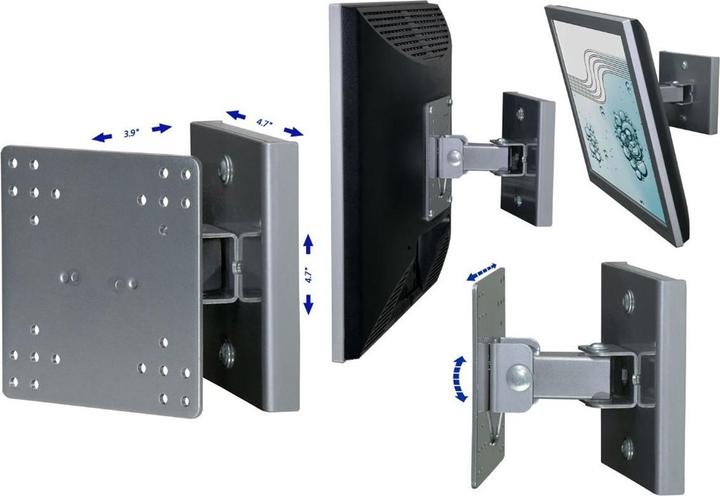 Image du produit R-Go Tools Steel Hook Up support mural, réglable, argent - pince pour écran LCD - Sta (Mur)