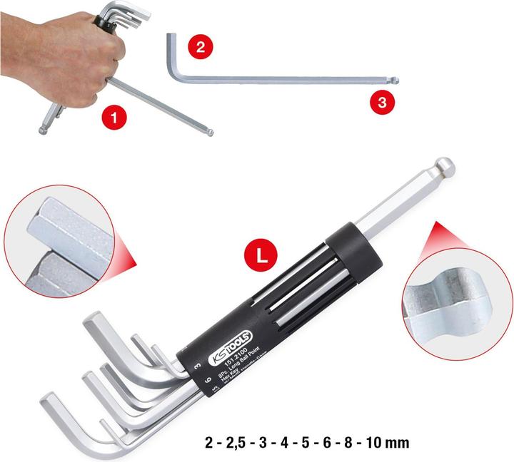 Produktbild KS Tools 3-in-1 Innensechskant-Winkelstiftschlüssel-Satz