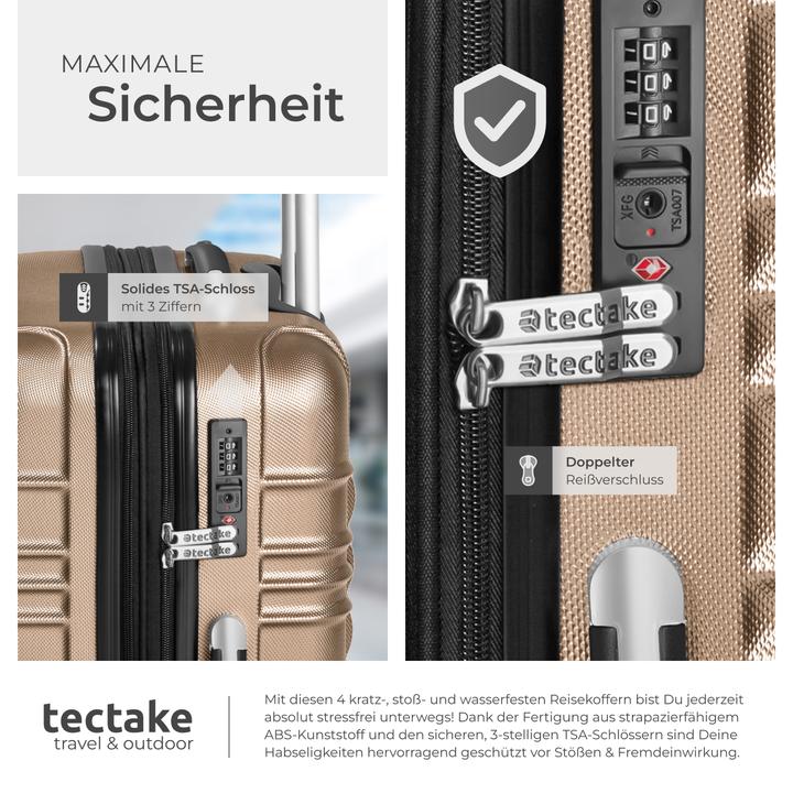 Produktbild tectake Hartschalenkofferset 4-tlg. (106 l, Handgepäck (bis 50l), M (50 - 90l), L (90 - 115l))