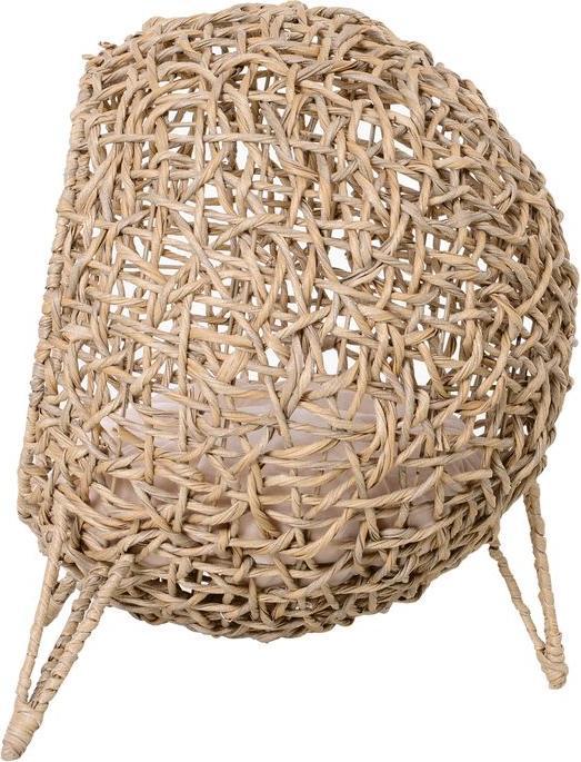 Produktbild Swisshandel24 Katzenhaus aus PE-Rattan mit Kissen Katzenschlafplatz Katzenhöhle mit erhöhten Füssen Natur Ø52 x 58 (Katze)