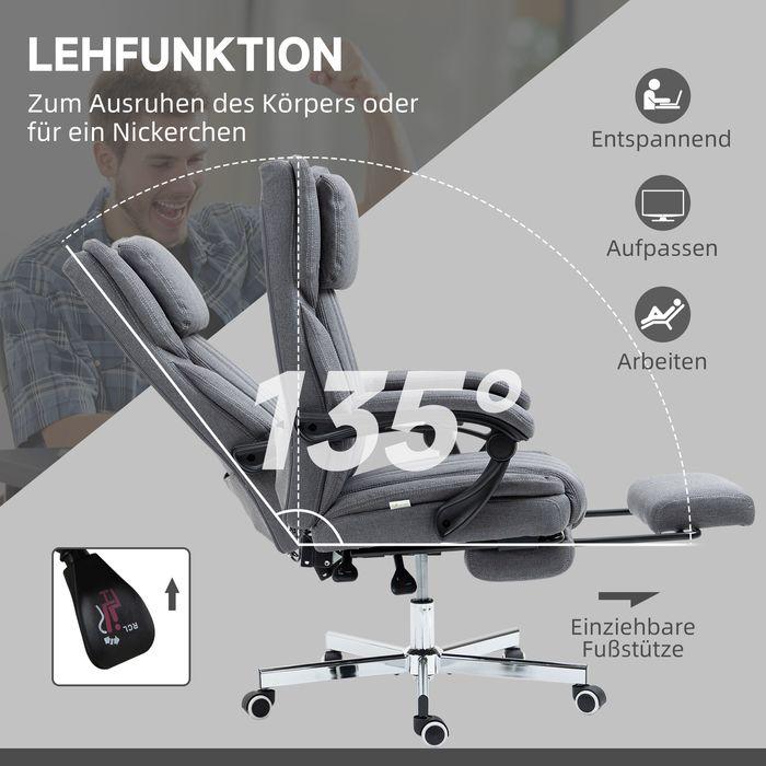 Immagine prodotto Swisshandel24 Sedia da ufficio con 5 modalità di massaggio, ergonomica, con funzione reclinabile, poggiapiedi
