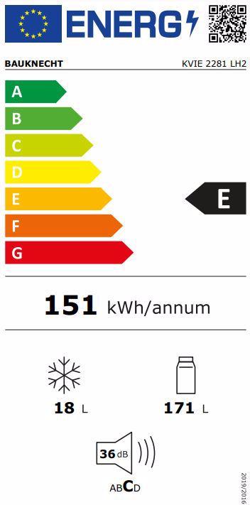 Energy Label Bauknecht KVIE 2281 LH2 (189 l)