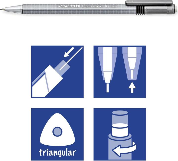 Image du produit Staedtler triplus micro 774 Porte-mines triangulaire Blister, 0,7 mm et 1 boîte de mines (0.70 mm, B, 1 x)