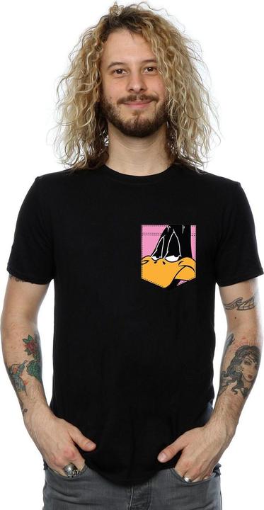 Immagine prodotto Looney Tunes Daffy Duck Face Faux Pocket Maglietta Uomo (L)