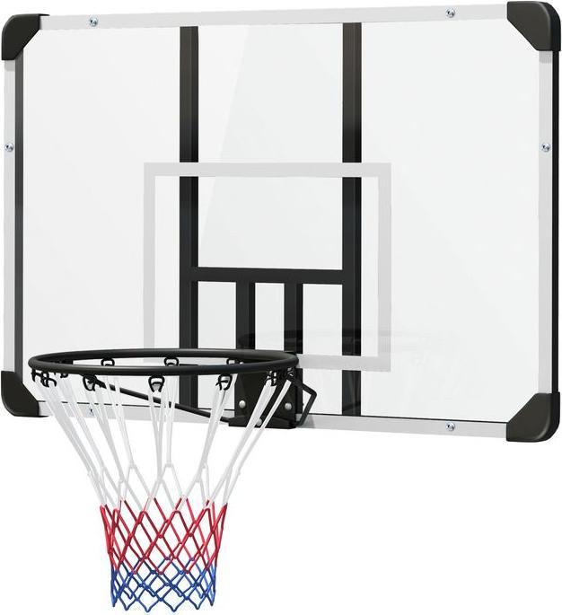 Swisshandel24 Basketballkorb, Basketballbrett mit Korb, Wandmontage, für Outdoor, Stahl, weiss