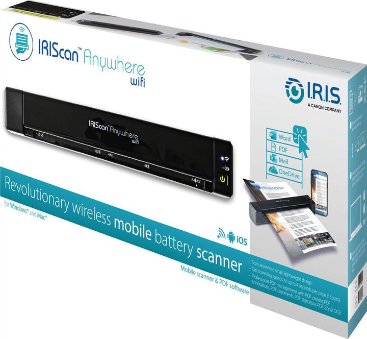 Immagine prodotto Iris IRIScan Anywhere 6 WIFI Simplex 15PPM con batteria scanner per documenti mobile PDF OCR SW (USB)